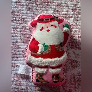 Isaac Mizhari pink cowboy Santa decorative pillow